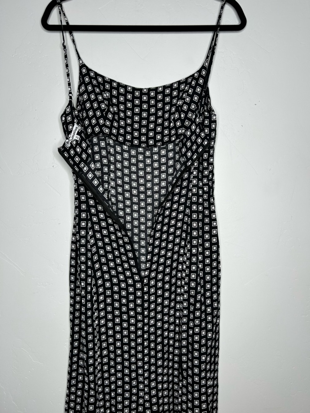 Reformation Liya Black and White Geometric Slip Midi Dress Size 10 Summer Event - Picture 11 of 12